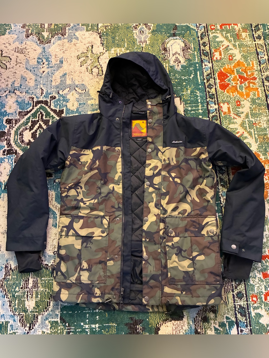 Aigle Camo & Black Insulated Ski Jacket
